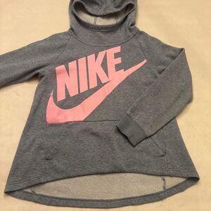 Nike Girls Grey & Pink Hoodie | Athletic Casual | Size M